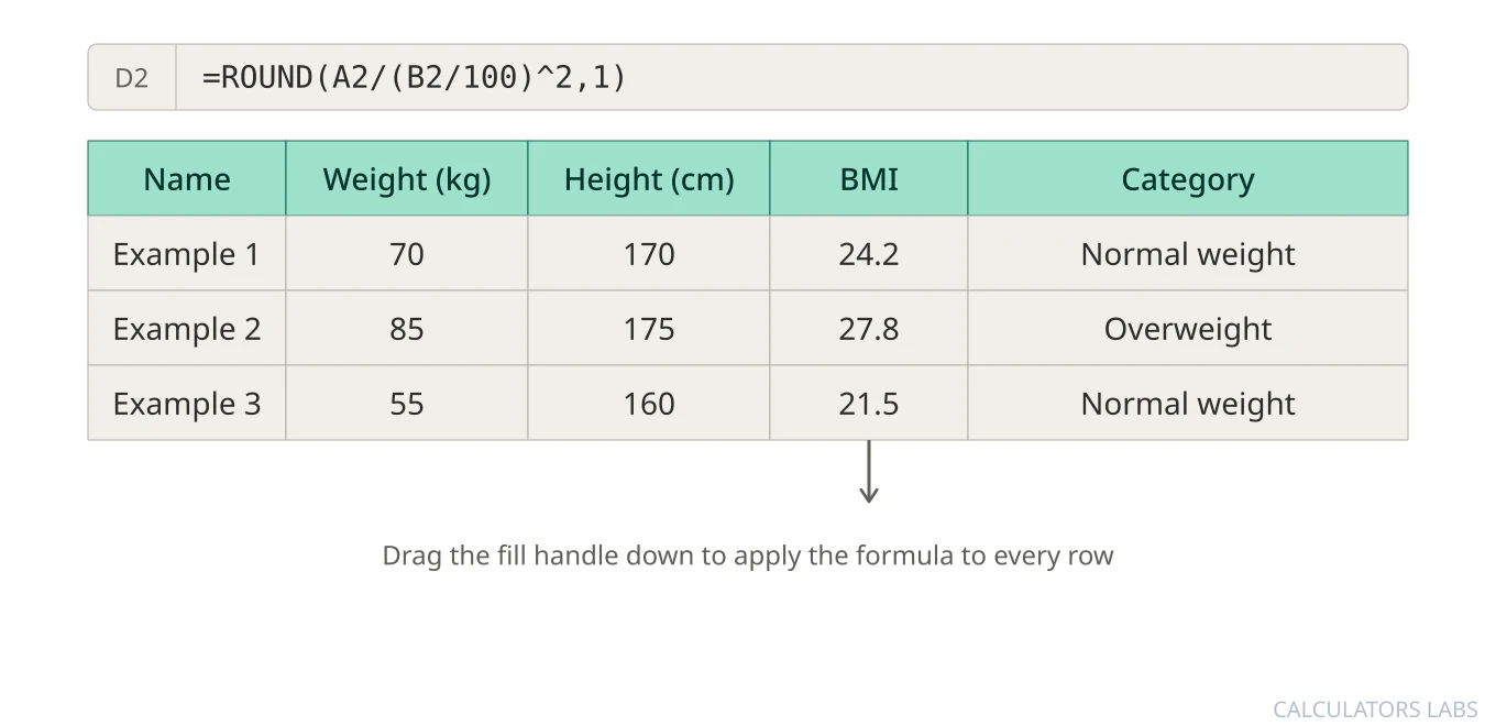How to Calculate BMI in Excel | Calculators Labs